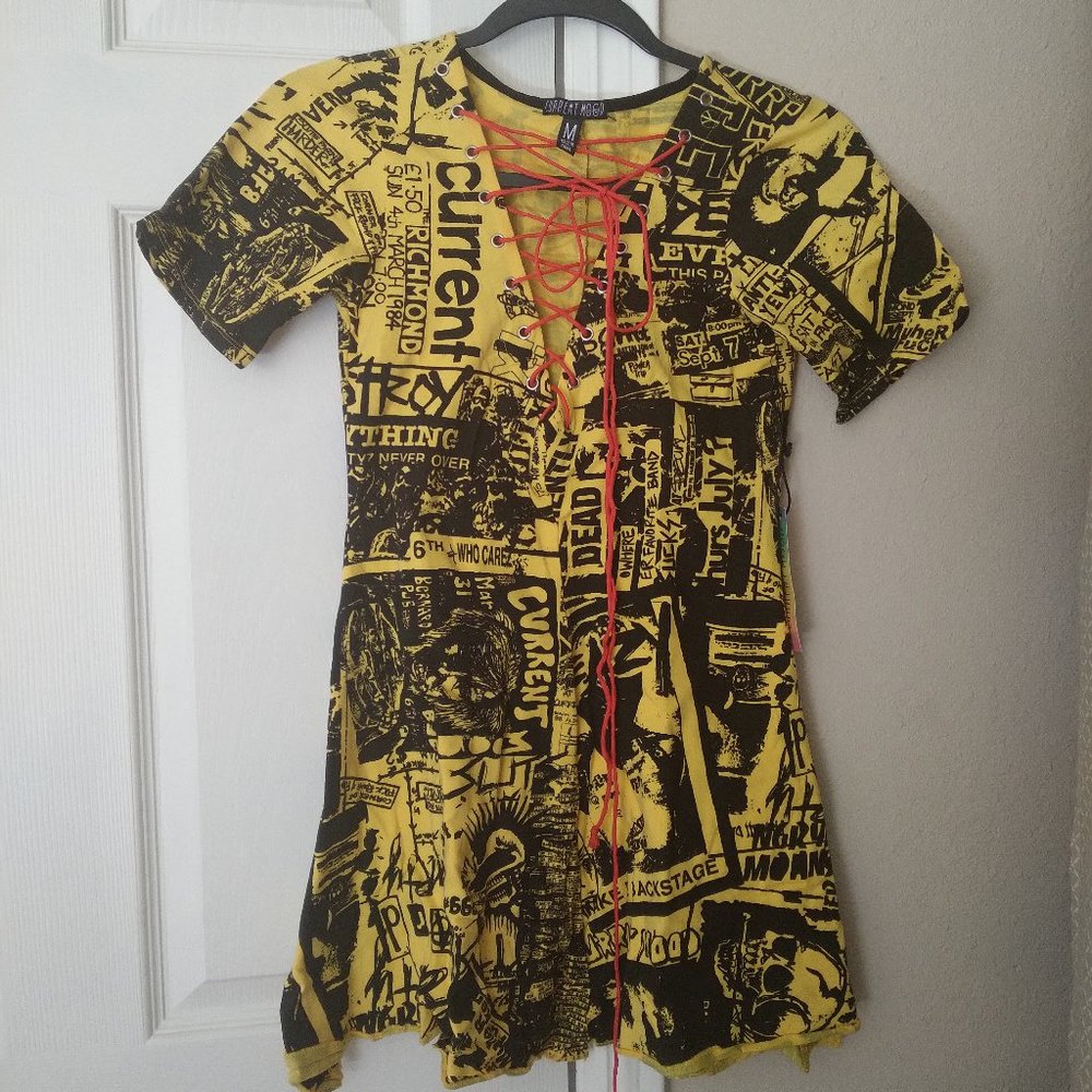NWT DollsKill Current Mood Bright Yellow Mini Dress